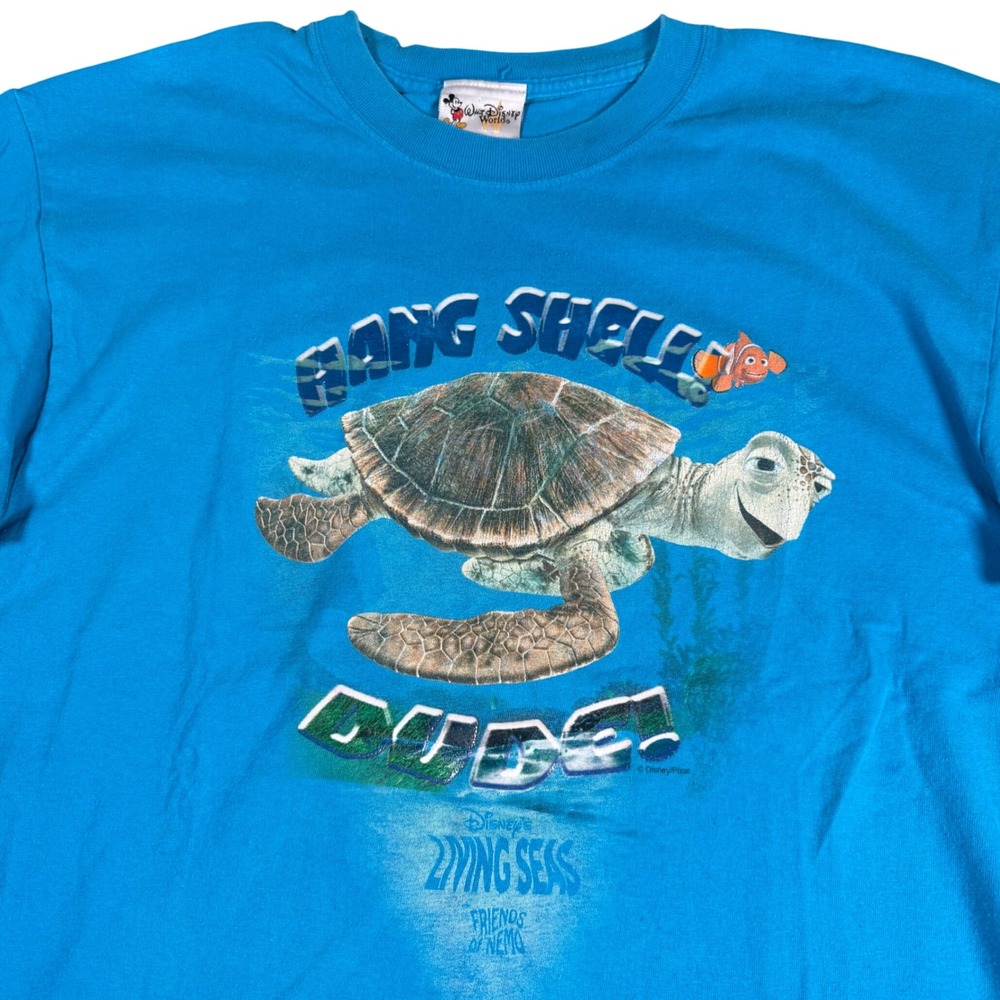 Vintage Disney Finding Nemo Hang Shell Dude Graphic T-Shirt Unisex Large Blue